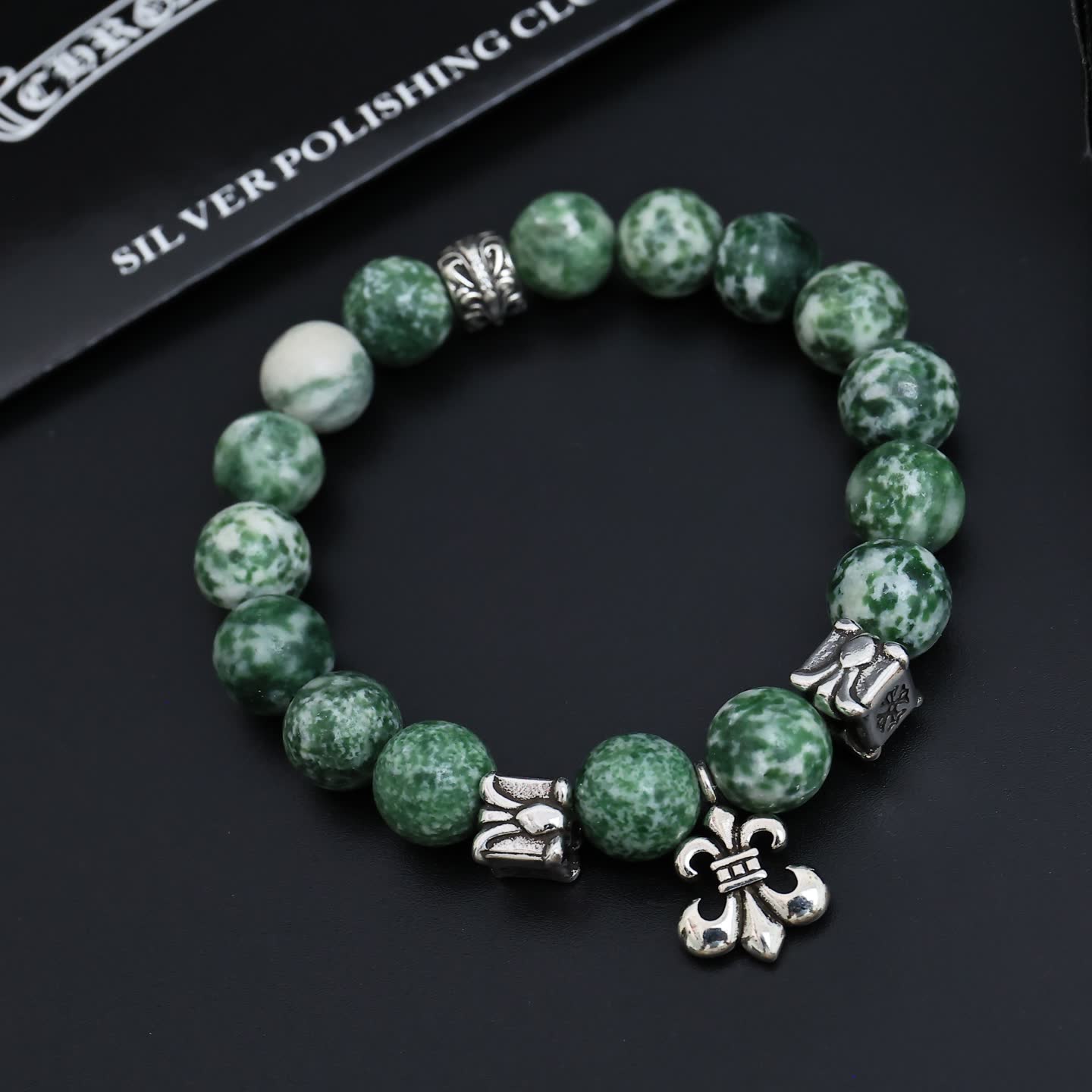Chrome Hearts Beaded Bracelet with Fleur-de-lis Charms
